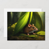 雨から身を守ろうとするネズミ ポストカード (正面/裏面)