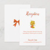 雨かわいらしの中のひまわりブーツ結婚式レセプション エンクロージャーカード (正面/裏面)