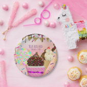 雨がキャンディランドスイーツを振りかけるパーティー ペーパープレート (パーティー)