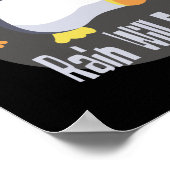 雨が秋かわいいおもしろいベビーペンギン幸せ ポスター (角)