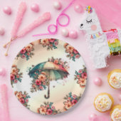 雨が綺麗なフローラ ペーパープレート (パーティー)