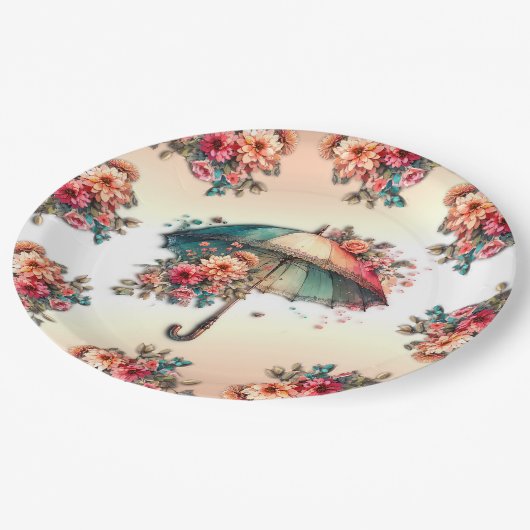 雨が綺麗なフローラ ペーパープレート (アングル)