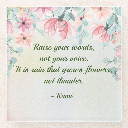 雨が花るみ引用文 ガラスコースター (正面)