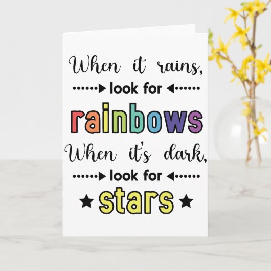 雨が降ったら、虹を探しなさい。引用文 カード (黄色い花)