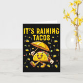 雨が降っているタコスおもしろい愛好家キッズガールズボー カード (黄色い花)