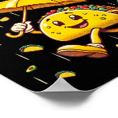 雨が降っているタコスおもしろい愛好家キッズガールズボー ポスター (角)