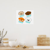 雨が降っている猫と犬 ポスター (キッチン)