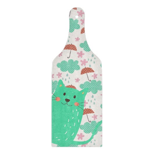 雨が降っている猫 カッティングボード (正面)