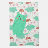 雨が降っている猫 キッチンタオル (縦)