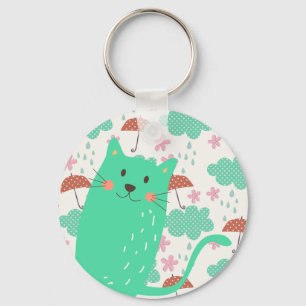 雨が降っている猫 キーホルダー
