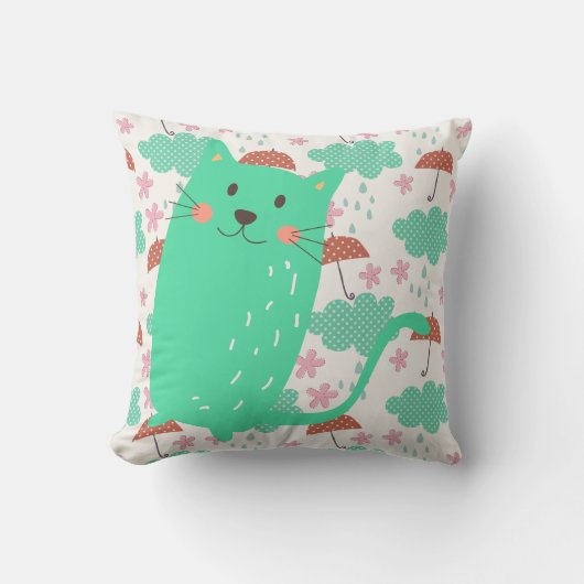 雨が降っている猫 クッション (正面)