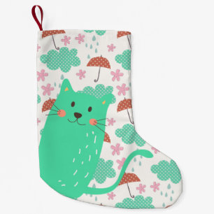 雨が降っている猫 スモールクリスマスストッキング