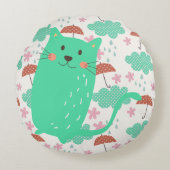 雨が降っている猫 ラウンドクッション (正面)