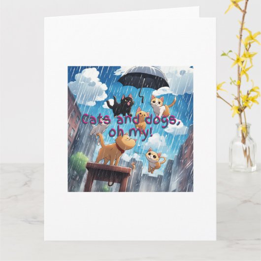 雨が降っている カード (黄色い花)