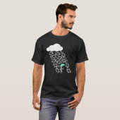 雨が降り犬にかわいい犬おもしろいフェリン Tシャツ (正面フル)
