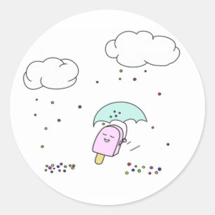 雨が降るとステッカーがぶつかる ラウンドシール