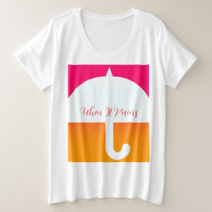 雨が降ると傘 プラスサイズTシャツ