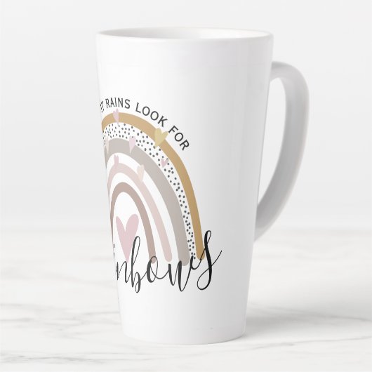 雨が降ると、虹のかわいい贈り物を探モダンす カフェラテマグ (右アングル)