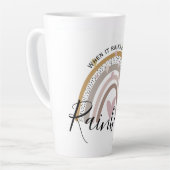 雨が降ると、虹のかわいい贈り物を探モダンす カフェラテマグ (左アングル)