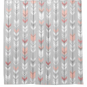 雨が降るエレガントで暖かい灰色白のピンクの矢 シャワーカーテン (正面)