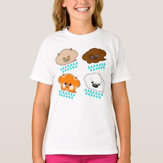 雨が降る猫と犬 –  Tシャツ (正面)