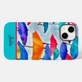 雨が降る陽気な水彩傘 Case-Mate iPhoneケース (裏面 (横))