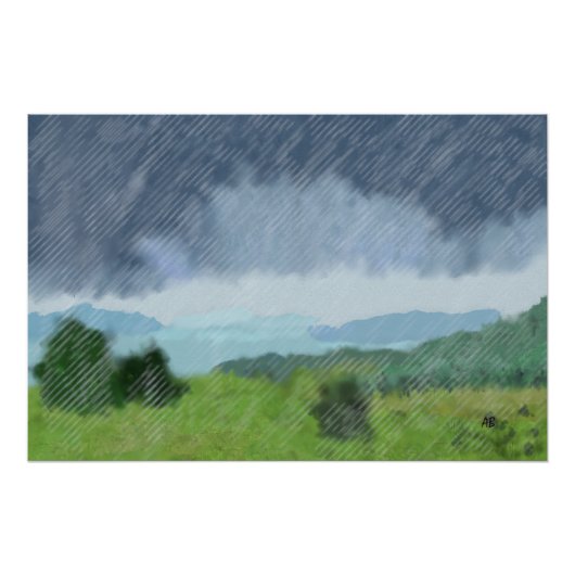 雨が陸地に降り注ぐ。 ポスター (正面)