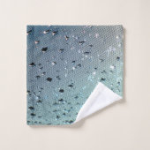 雨きらめく滴ティール（緑がかった色）アクアブルー バスタオルセット (ウォッシュタオル)