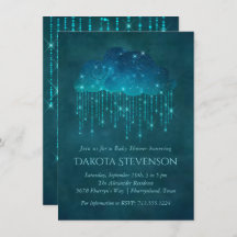 雨きらめく雲 | Moodyティール（緑がかった色）ベビーシャワー