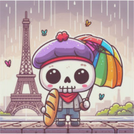 雨すごいのパリの可愛いスケルトン シール