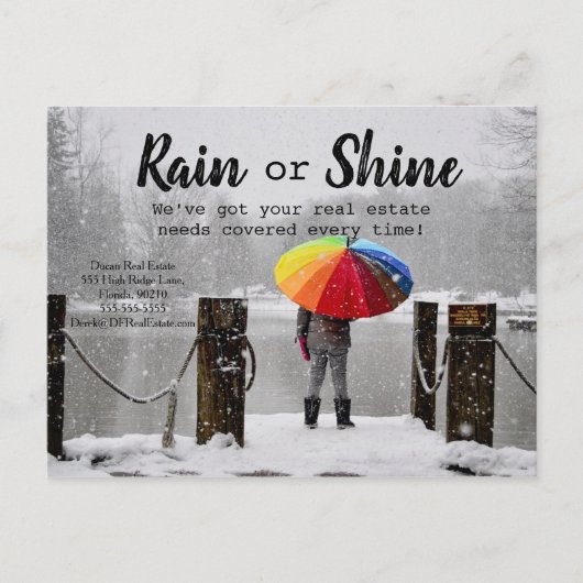 雨でも晴れでも不動産マーケティング紹介 ポストカード (正面)