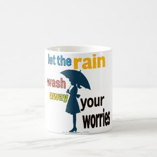 雨で悩みを洗遠くにい流せ コーヒーマグカップ