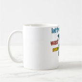 雨で悩みを洗遠くにい流せ コーヒーマグカップ (左)