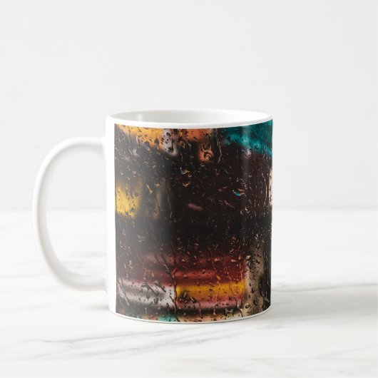 雨で濡れた水切り窓の自然 コーヒーマグカップ (左)