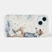 雨で踊る犬のiPhoneケース iPhone 15ケース (裏面横)