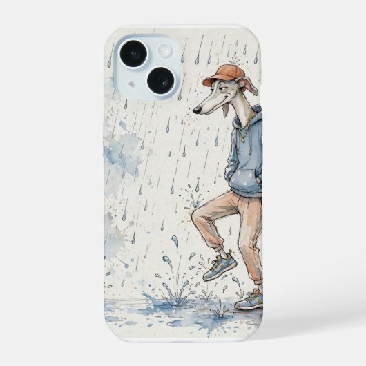 雨で踊る犬のiPhoneケース iPhone 15ケース (裏面)