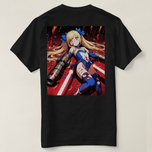 雨と火力のアニメ Tシャツ (デザイン裏面)