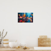 雨と都市のライト ポスター (キッチン)