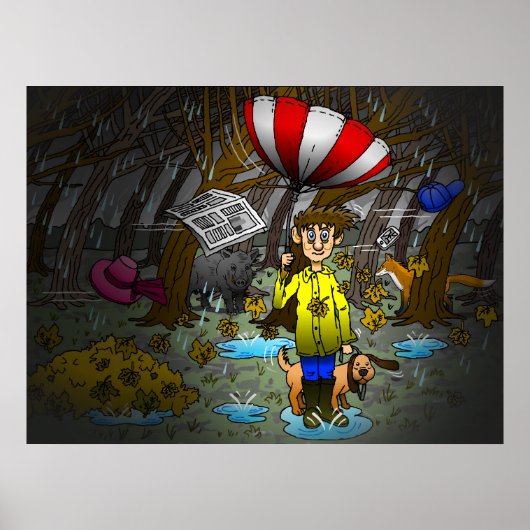 雨と風の強い秋の日 ポスター (正面)