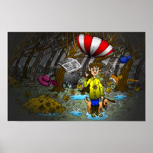 雨と風の強い秋の日 ポスター (正面)