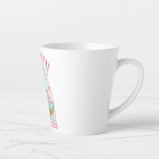 雨なし、花なし – 鮮やかフローラ&きのこ カフェラテマグ (右)