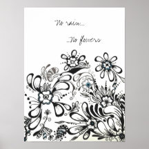 雨なし、花のポスター