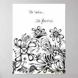 雨なし、花のポスター ポスター