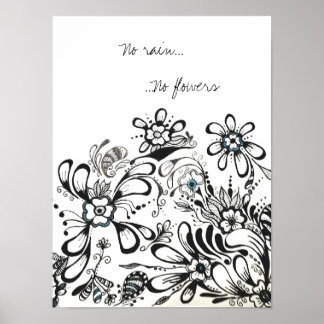 雨なし、花のポスター ポスター