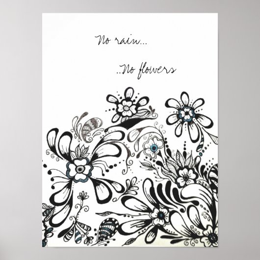 雨なし、花のポスター ポスター (正面)
