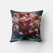 "雨に濡れたチューリップとバラブーケ" クッション (裏面)