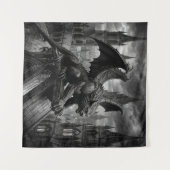 雨に濡れた大聖堂の屋根でガーゴイル目覚め タペストリー (正面(横))