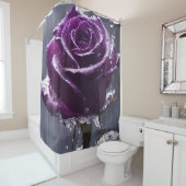 雨に濡れた紫バラ シャワーカーテン (インサイチュ)