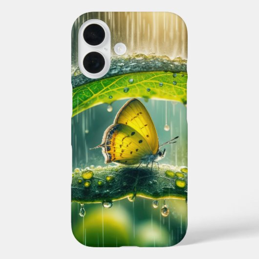 雨に濡れる黄色い蝶 Case-Mate iPhoneケース (裏面)