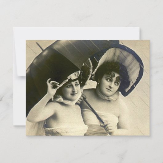 雨のおもしろいのヴィンテージのブライダルシャワーの招待状Gals 招待状 (正面)